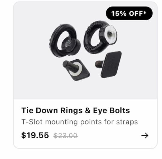 Front Runner Black Tie Down Rings/Eye Bolts for Tracks RRAC221