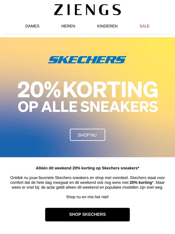 Dit weekend 20% korting op Skechers!*