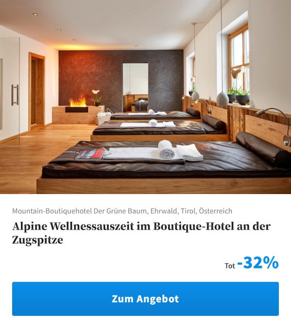 Alpine Wellnessauszeit im Boutique-Hotel an der Zugspitze