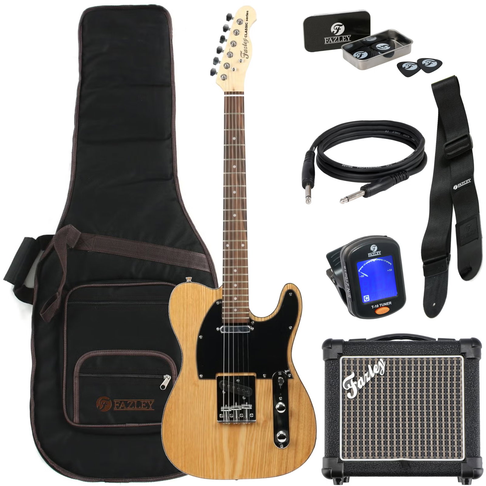 Fazley Classic Series FTL218 Natural elektrische gitaar starterset