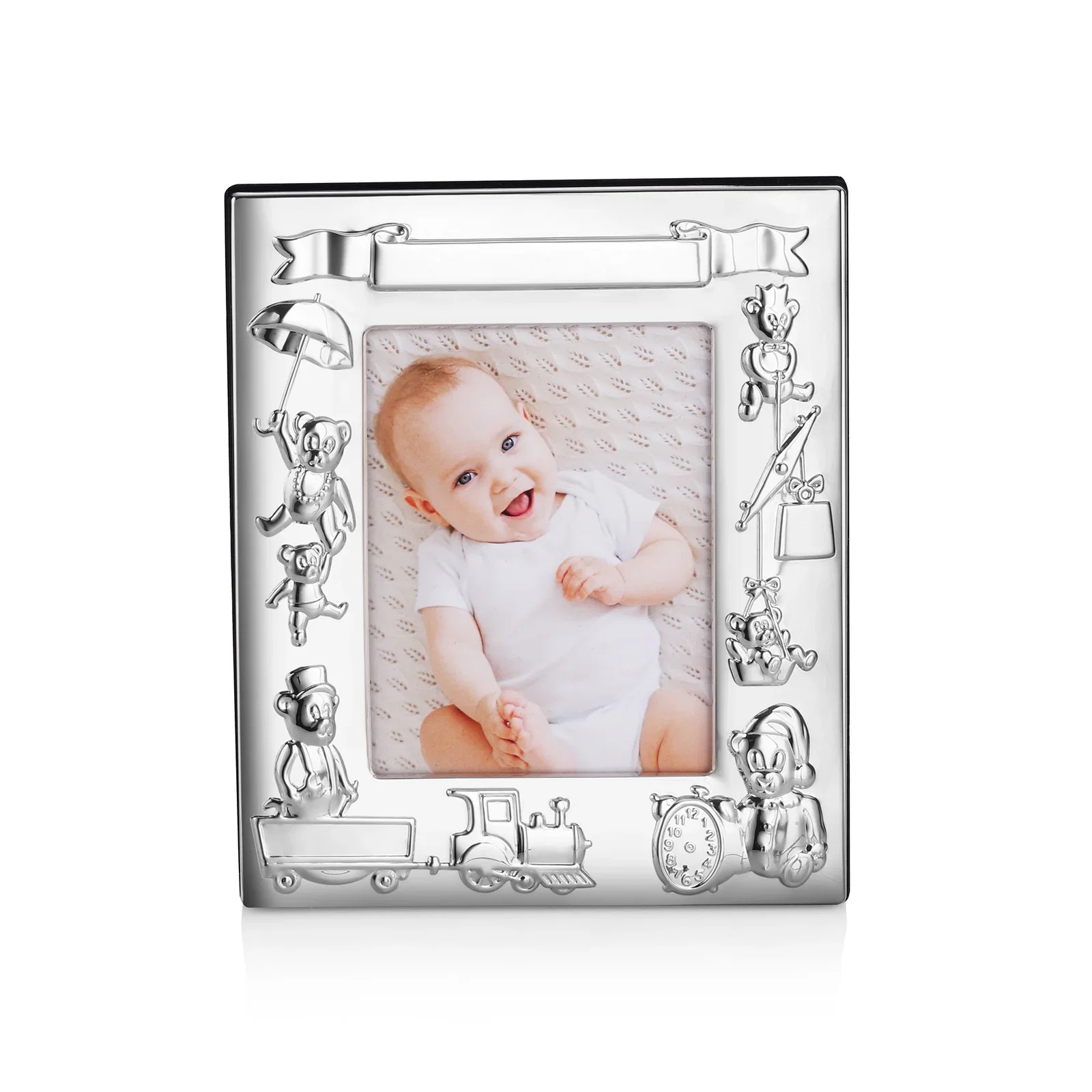 Image of Silver Plated Teddy Bear Frame 3x5
