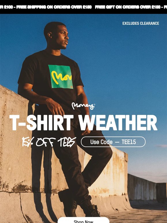 Sun's out. 15% off tees 💸