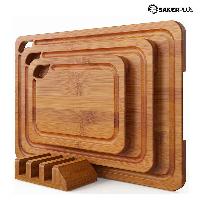 Sakerplus® Bamboo Cutting Board Set With Holder