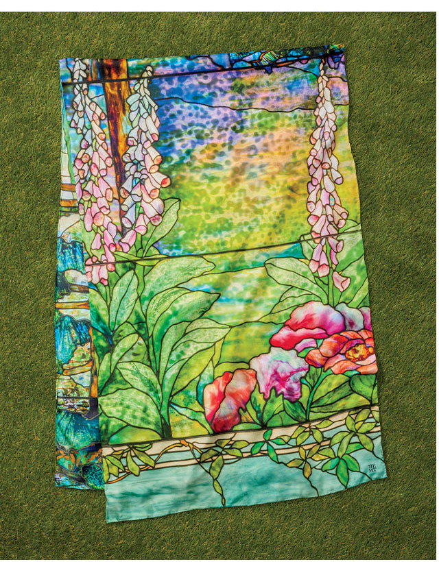 Louis C. Tiffany Garden Landscape Oblong Silk Scarf