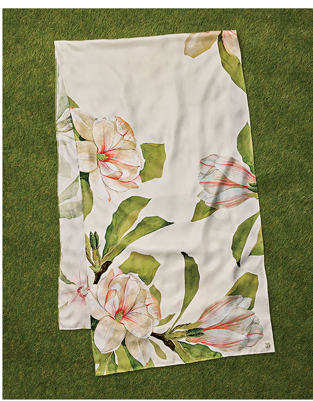 Studies of Magnolias Oblong Silk Scarf
