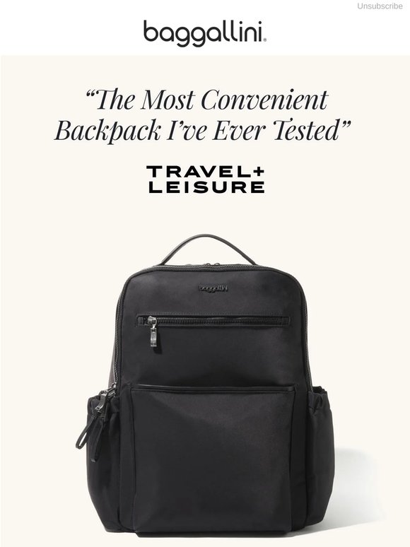 “The Most Convenient Backpack” — Travel + Leisure