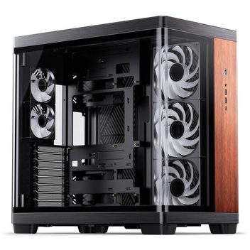 JONSBO TK‑4 Wood PC‑Gehäuse, Midi‑Tower, ATX, Tempered Glass - schwarz