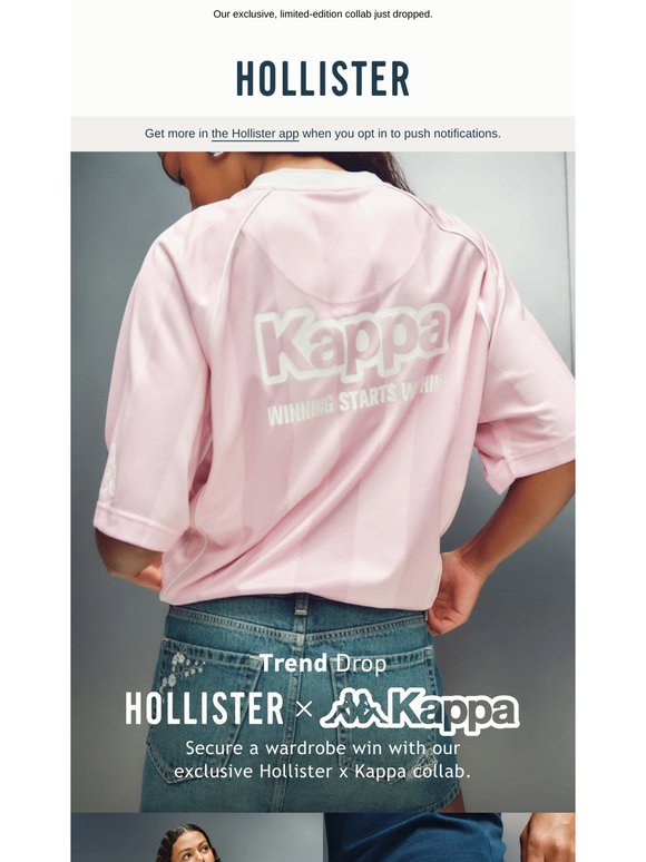 Kick off your next look in Hollister x Kappa.