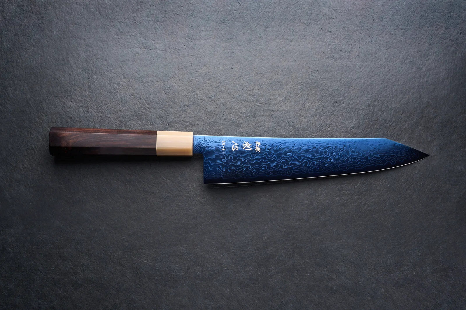 Image of Hatsukokoro Ryuhyo SG2 Damascus BLUE Kiritsuke Gyuto 210mm