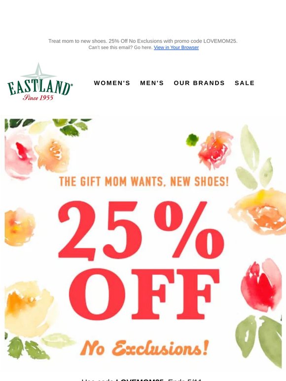 Treat Mom to 25% Off Her Favorite Shoes!