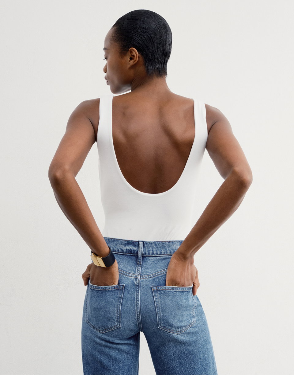 introducing: the bodysuit. shown in white. shop now.