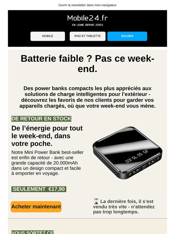 De retour en stock : Notre Mini Power Bank best-seller