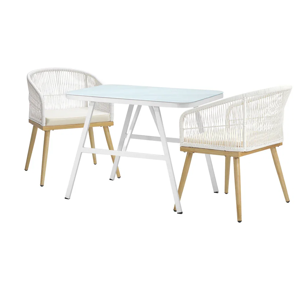 Outdoor Dining Set Patio Marble-style Table 3PCS