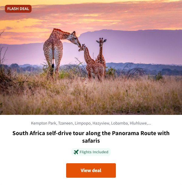 South Africa self-drive tour along the Panorama Route with safaris