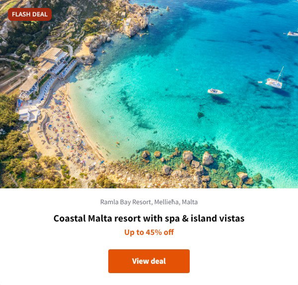 Coastal Malta resort with spa & island vistas
