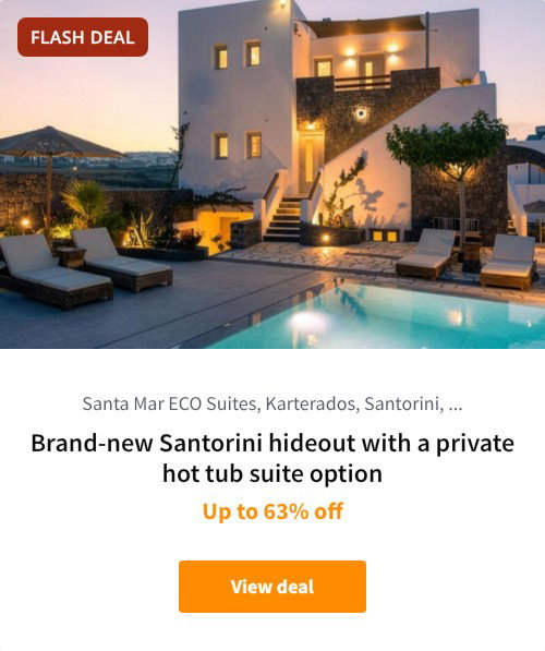 Brand-new Santorini hideout with a private hot tub suite option