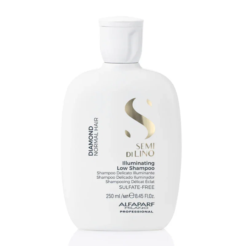 Image of Alfaparf semi di lino diamond illuminating low shampoo - shampoo delicato illuminante. Lucentezza estrema