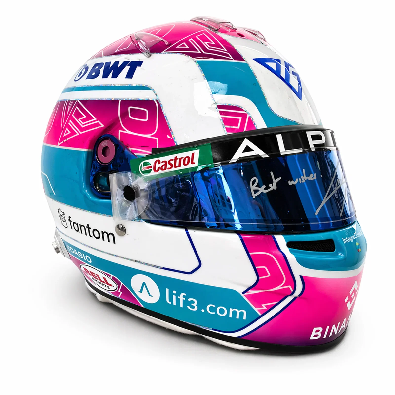 Image of LOT 004 - Pierre Gasly 2023 Alpine Helmet - Miami GP Used Signed