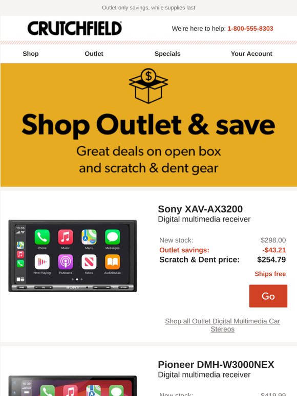 Crutchfield Outlet Savings up to $240