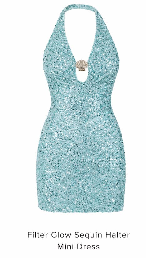 Filter Glow Sequin Halter Mini Dress