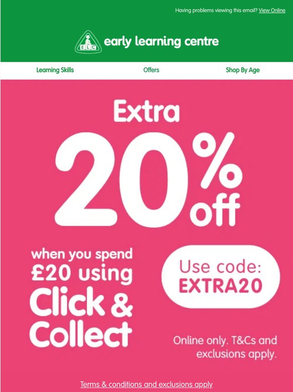 Extra 20% off when you Click & Collect