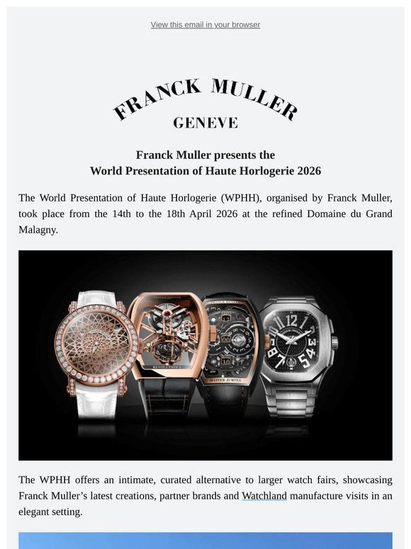 Franck Muller presents the World Presentation of Haute Horlogerie 2026