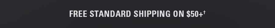 Free standard shipping on orders of sixty dollars or more, white text on dark background.
