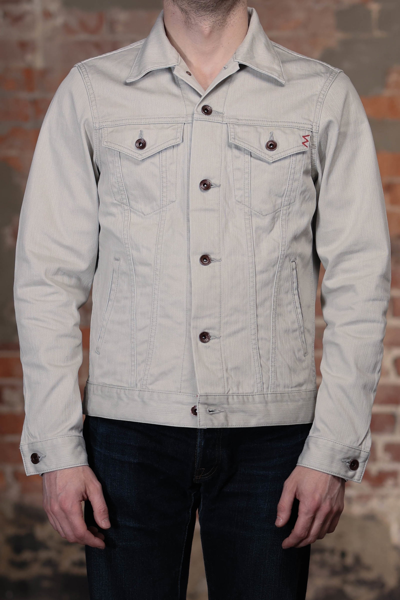 Image of Iron Heart IHJ-162-GRY 11oz Piqué Modified Type III Jacket - Light Grey