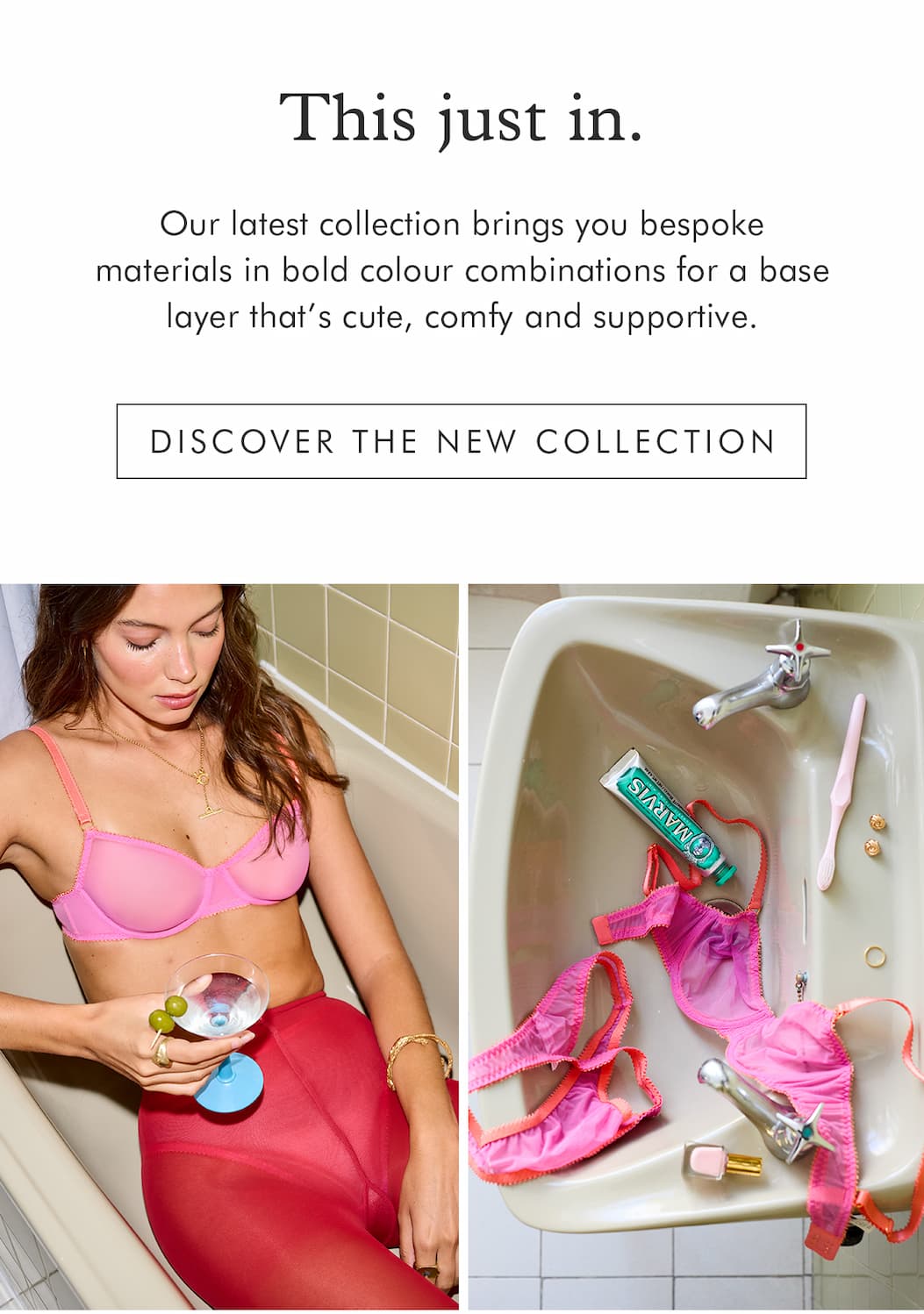 an image of a woman in a pink bra top with a message
