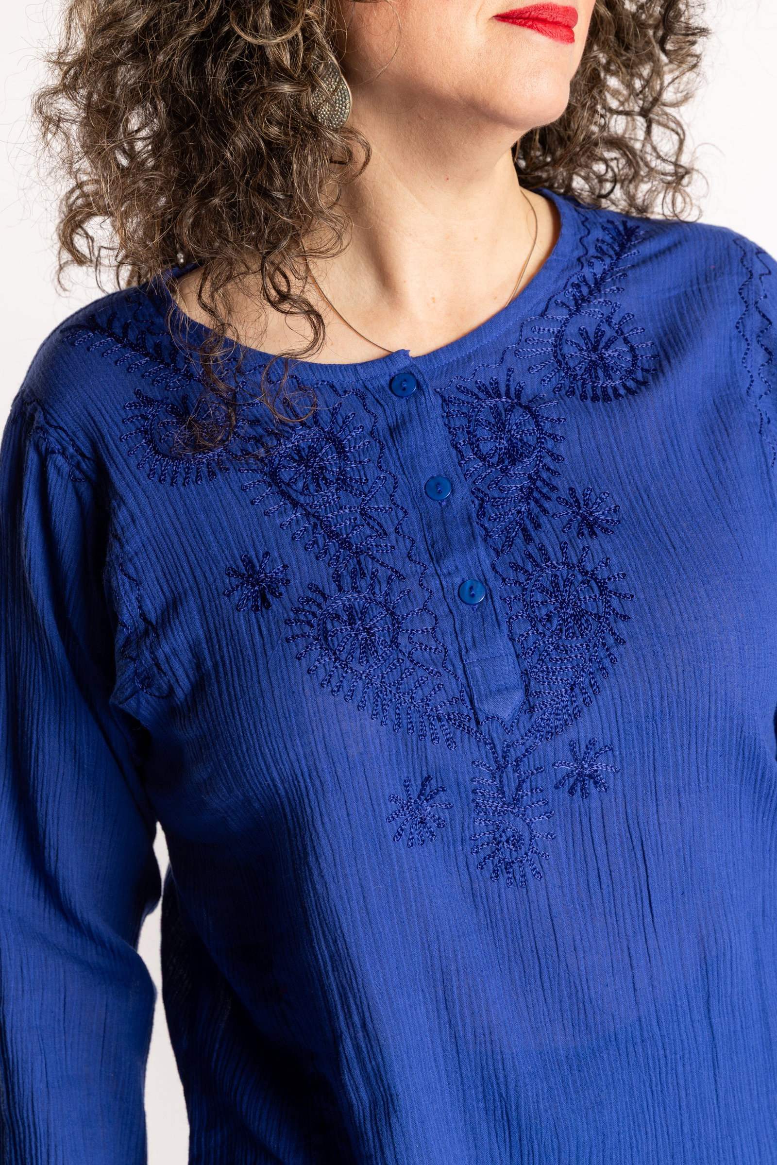 Image of Embroidered Cotton Kurta