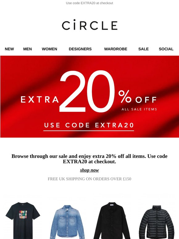 Extra 20% off - now valid on all items