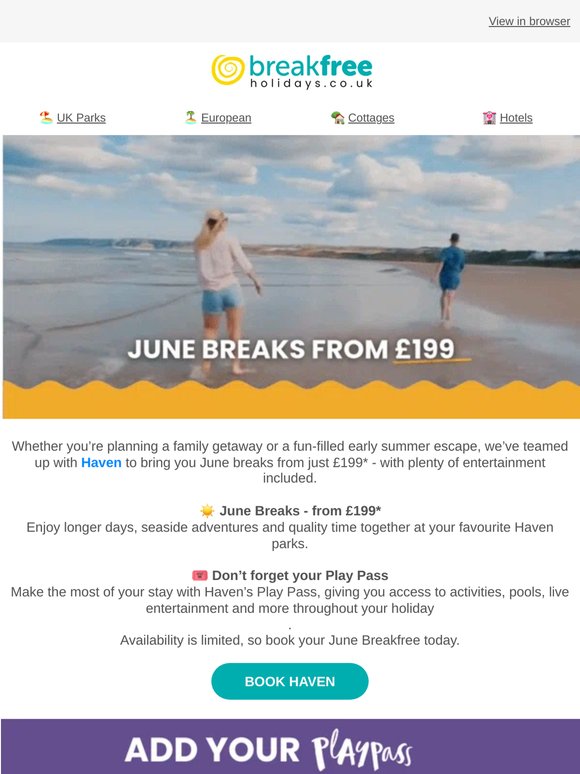 Haven June Breaks from £199 💙