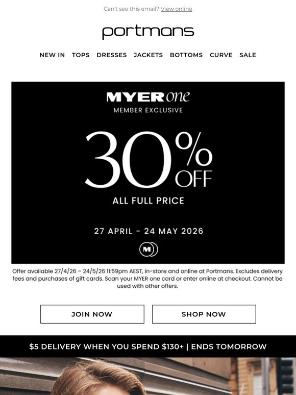 30% Off All Full Price - Myer One Members