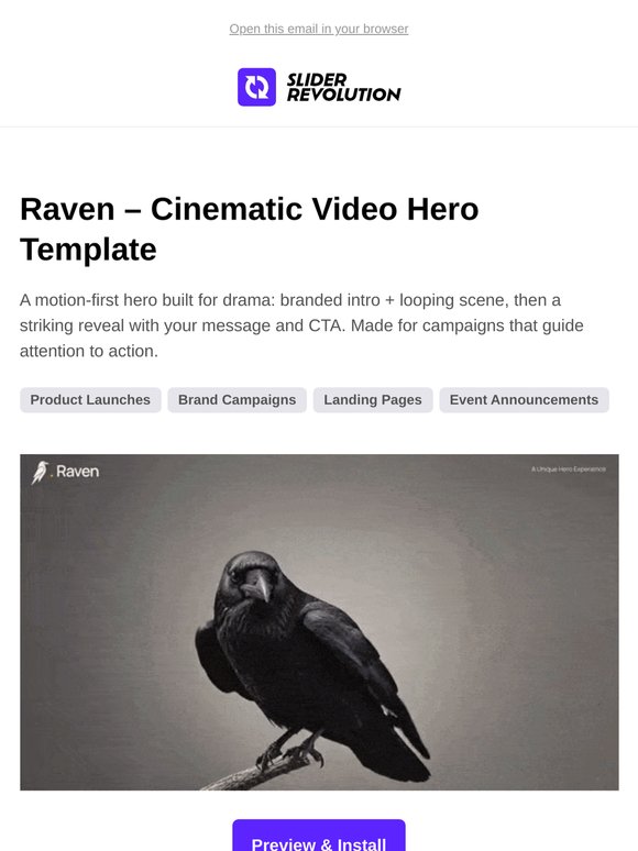 New: Raven Cinematic Video Hero
