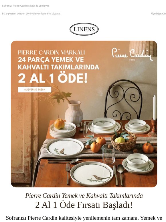 2 Al 1 Öde 💝 Pierre Cardin Yemek ve Kahvaltı Takımları İle Sofranızı Yenileyin
