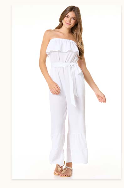 Shop Flounced Tie Waist Jumpsuit