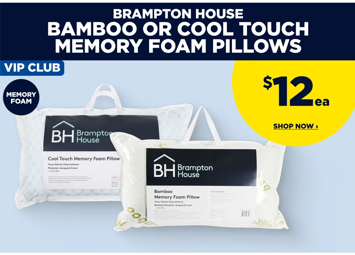 BRAMPTON HOUSE BAMBOO OR COOL TOUCH MEMORY FOAM PILLOWS