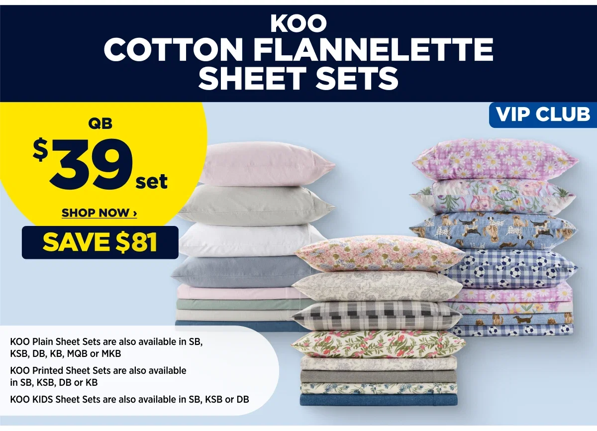 KOO COTTON FLANNELETTE SHEET SETS