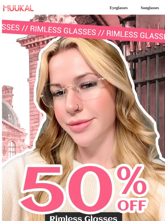 Lightweight and Sleek: 50% OFF Rimless Glasses 😍