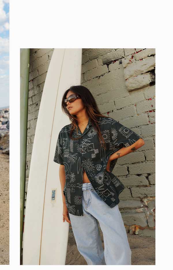 Female model in Habitat Shirt