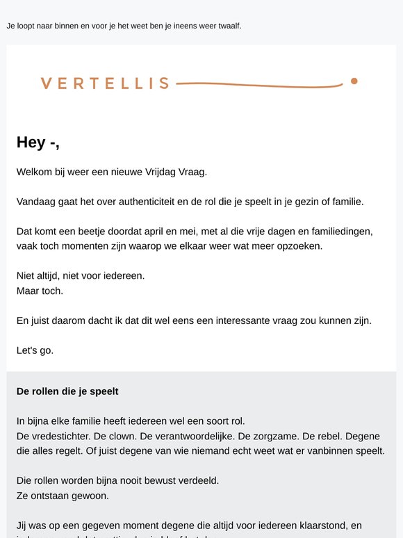 Vrijdag Vraag: De rol die je speelt
