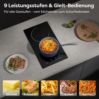 Ciarra x CDV 3000W Ceranfeld Glaskeramik Kochfeld Einbau Glaskeramik mit 2 Kochzonen, 9 Leistungsstufen, Intuitive Touch-Steuerung, CDVER302-OW