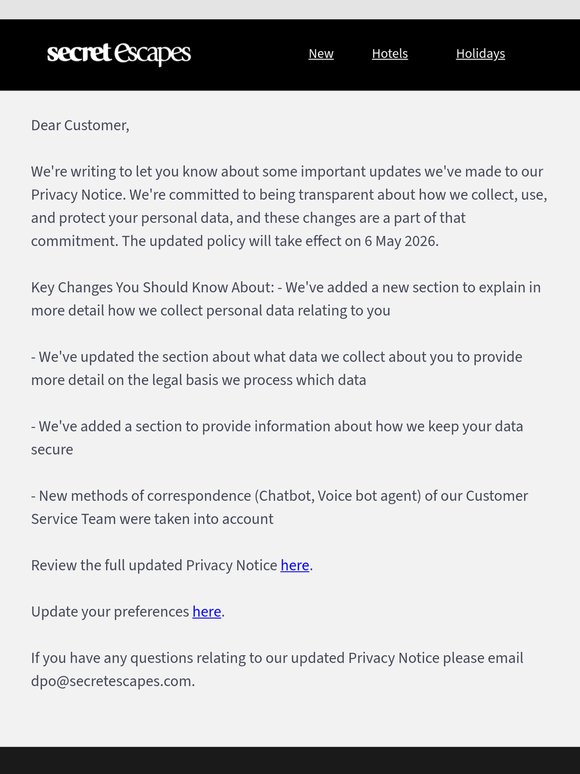 Updates to our Privacy Notice