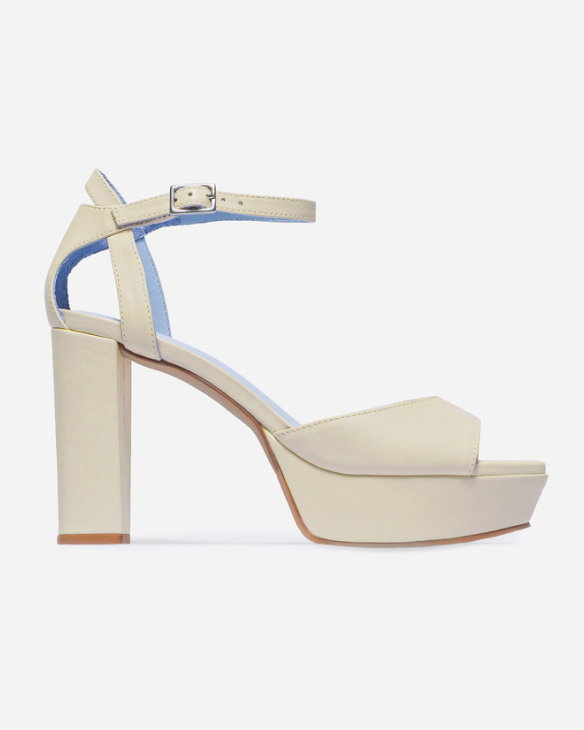 Valeria Platform Sandal Eggshell Antique Calf
