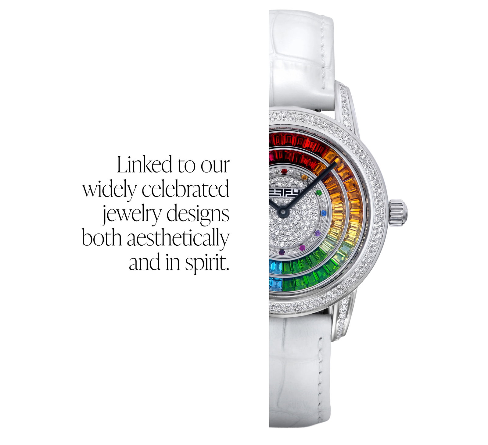 38MM Swiss Made Stainless Steel Watch with Diamonds, Rainbow Sapphires and Spinel