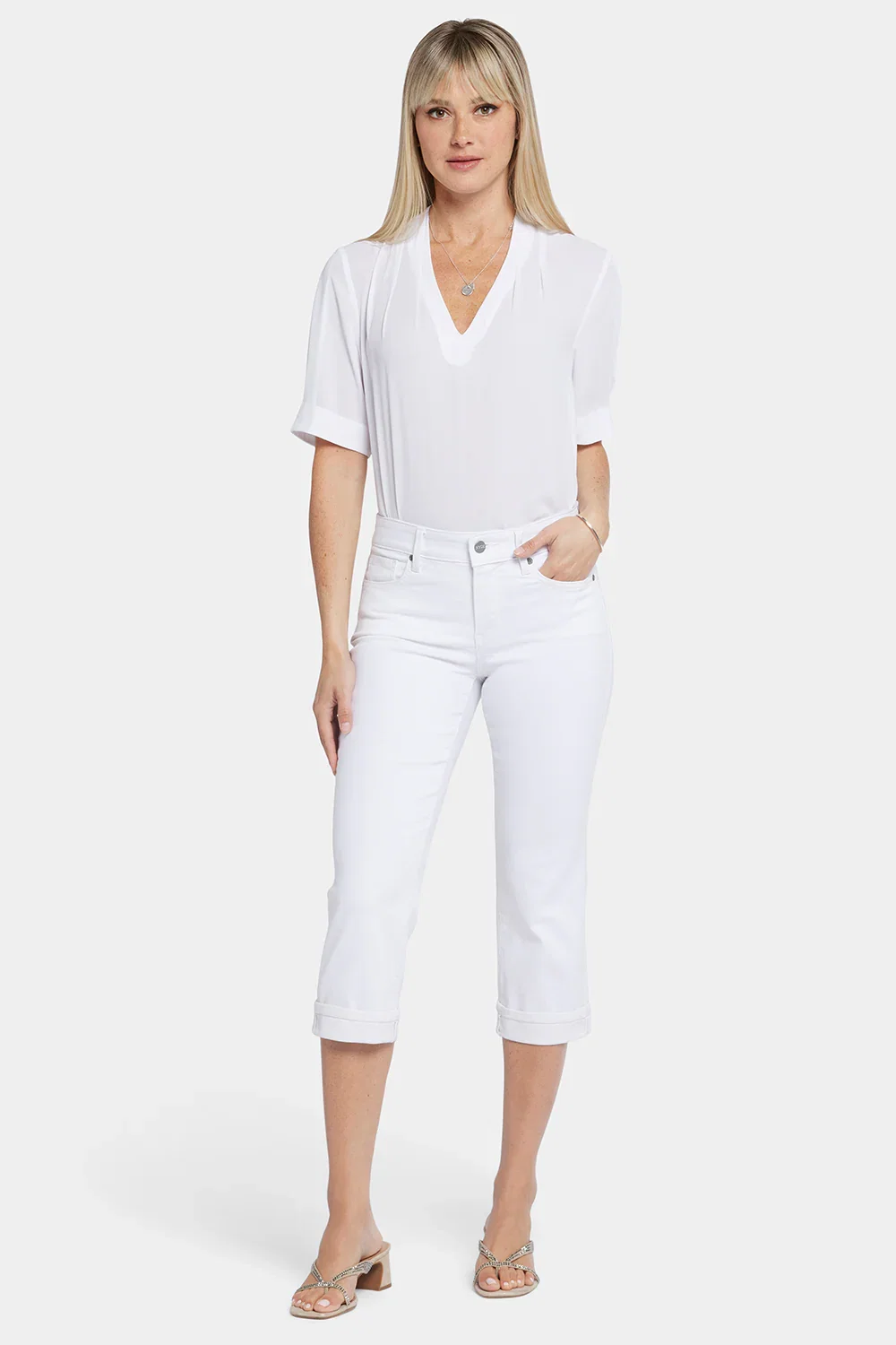 Image of Marilyn Straight Crop Jeans - Optic White