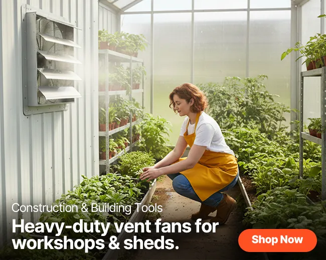 Heavy-duty vent fans for workshops & sheds.