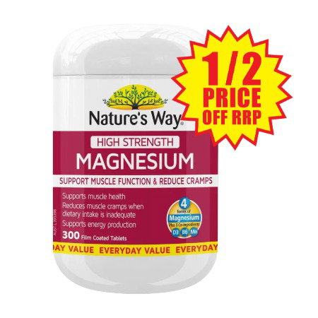 Nature's Way High Strength Magnesium 600mg 300 Tablets 