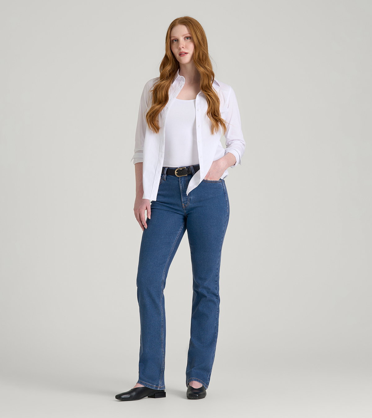 Harper High-Rise Straight Stretch Jeans for Tall Women