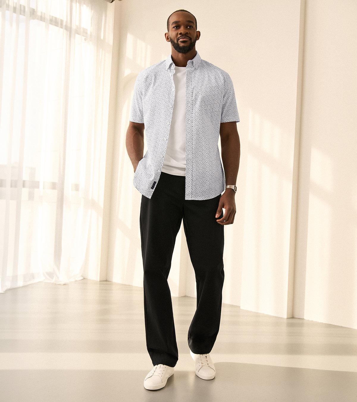 Stretch Commuter Pleated Chinos for Tall Men